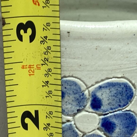 Vintage Williamsburg Pottery Salt Glaze Mug Cup Blue Floral - Picture 9 of 10